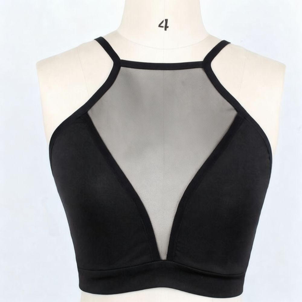 Womens Sheer Mesh Bra Deep V B - Bralette Wireless Soft recension och pris