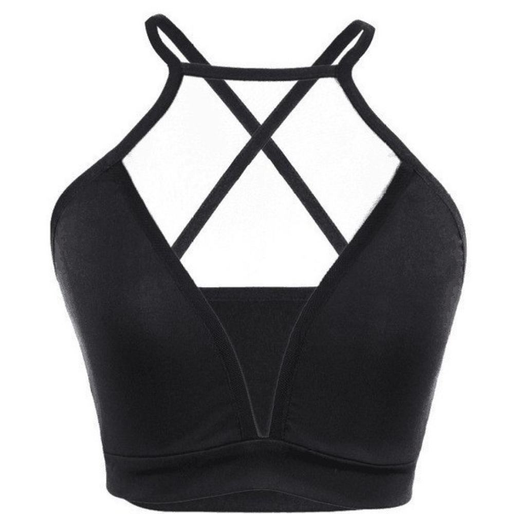 Womens Sheer Mesh Bra Deep V B - Bralette Wireless Soft recension och pris