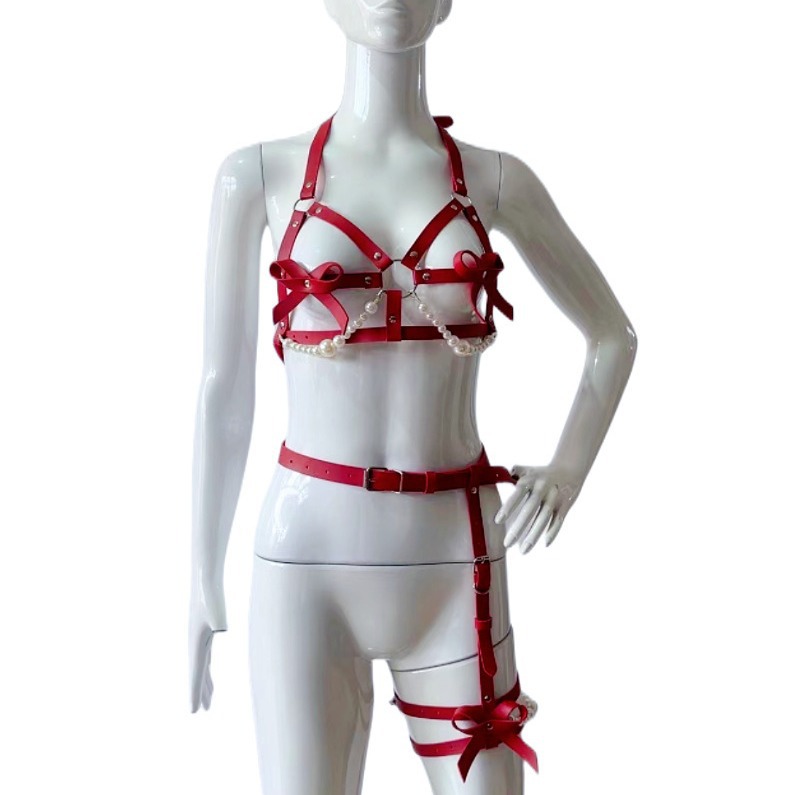 Sexy Leather Harness Women Set - Garter Belt Set recension och pris